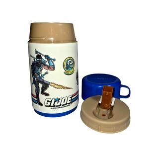 Vintage 1989 GI Joe Hasbro Insulated Lunchbox Thermos with Cup Cap Sip Straw USA